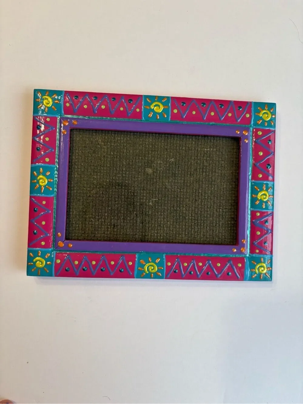 Hand Painted 4x6 Picture Frame Pink Purple Blue Yellow Orange